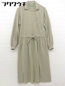 ◇ CACHAREL キャシャレル 長袖 膝下丈 ワンピース サイズ7 グリーン レディース