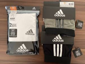 新品未使用 160 2枚組 adidas アディダス Tシャツ 半袖 白ホワイト 吸汗速乾 ボクサーブリーフ2枚 グンゼ 下着 インナー ボーイズ 即決　