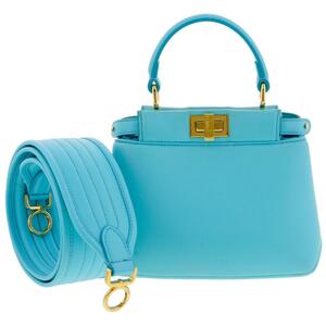 【水曜定休日・木曜発送】【中古】【RI】FENDI フェンディ バッグ ハンドバッグ 8BN320 Blue ナッパラムレザー ピーカブー アイコニックXS