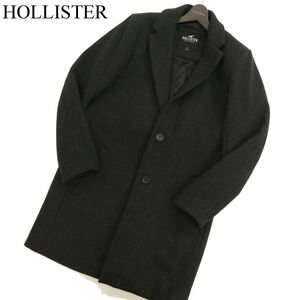 HOLLISTER ホリスター 秋冬 メルトン ウール混★ チェスター コート Sz.S　メンズ グレー　C3T10721_B#N