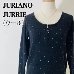 ジュリアーノ ジュリ ウールブレンドラインストーンドッジュエリーニットチュニック