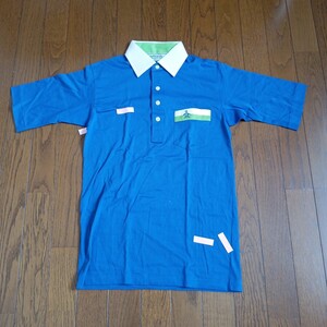 1524【中古】Munsing wear golf　マンシングゴルフ　ゴルフウェア　半袖　ポロシャツ　メンズ　サイズ　S　青白黄緑　左胸にロゴ刺繍入