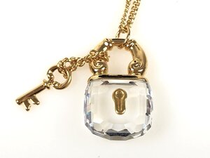 スワロフスキー　SWAROVSKI　南京錠/キー　カデナ　ネックレス　ペンダント　ゴールドカラー×クリスタル　YAS-11233