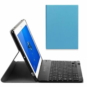 NTTドコモ dtab d-01K /Huawei MediaPad M3 Lite10 wp用超薄レザーTPUケース付き Bluetooth キーボード日本語かな入力対応☆シーブルー