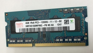 HYNIX 1rx8 PC3-12800S 4GB　DDR3 ノートパソコン用メモリ DDR3-1600 4GB DDR3 LAPTOP-RAM 204ピン Non ECC メモリ