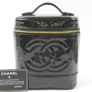 96100★1円スタート★CHANEL シャネル 極美品 バニティバッグ デカココマーク 化粧ポーチ ヴィンテージ ハンドバッグ パテントレザー