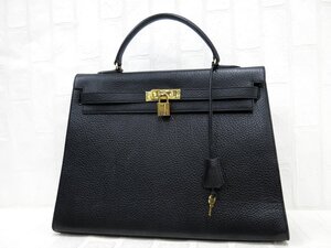 ◆超美品◆henry HIGH CLASS ヘンリーハイクラス◆カーフ レザー 本革◆ハンド バッグ◆ブラック ゴールド金具◆フラップ◆腕掛け◆A9099