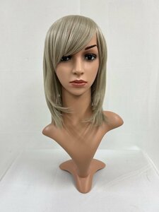 Wigs2you C-001 ベージュ コスプレウィッグ アニメ アイドル風 耐熱コスプレウィッグ★シンプルなミディアムスタイル 