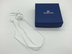 ■【YS-1】 美品 ■ スワロフスキー Swarovski アムールフラワー オーナメント ■ クリスタル 全長5cm ■ ケース付き 【同梱可能商品】K■