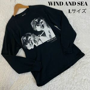 WIND AND SEA ウィンダンシー　ロングTシャツ　　長袖　黒　ブラック　ドッグ サイズL