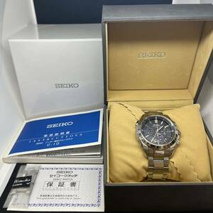 ＊【美品】SEIKO セイコー ブライツ 8B82-0AE0 c-10 クロノグラフ 電波ソーラー メンズ 腕時計 コマ3寸 取説 元箱 保証書付き 稼働品 