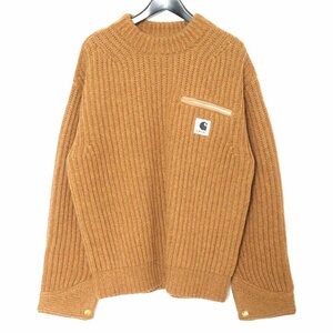 未使用 SACAI × CARHARTT 23AW WIP Knit Pullover Detroit. 3 ブラウン 23-03112M サカイ カーハート ニットプルオーバーデトロイト