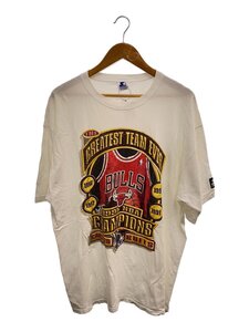 STARTER◆TNBA CHICAGO BULLS/シャツ/XL/コットン/WHT/プリント/首元・背中に汚れ有//