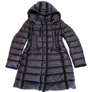 Th552431 モンクレール ロングダウンジャケット エルミンヌ HERMINE GIUBBOTTO #0 ブラック系 レディース MONCLER 良好・中古