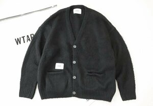 WTAPS 最新作!! ◆24AW PALMER / SWEATER / ACRYLIC (242MADT-KNM02) モヘア風 ニットカーディガン 黒 サイズ3 ダブルタップス ◆MU24