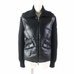 未使用品★モンクレール 2022年製 9B000 16 M2089 ロゴワッペン付 ニット切替 ZIP UP ダウンジャケット ブラック XS ハンガー付き 正規品