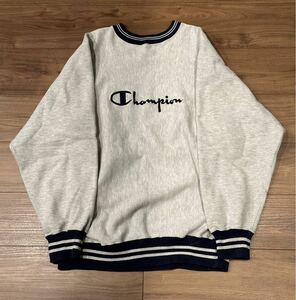 Champion REVERSE WEAVE チャンピオン リバースウィーブ スウェット　サイズXL 刺繍タグ ビンテージ 90s リブライン　ネイビー