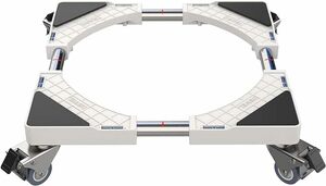 キャスター付き かさ上げ台 置き台 冷蔵庫 洗濯機パン 360°回転 目盛り付き 耐荷重:300kg 幅/奥行:45.5cm-64cm 減音防振
