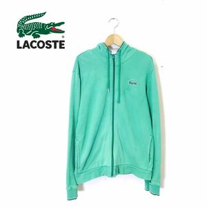 1K2759-T◆LACOSTE ラコステ ジップアップパーカー スウェット ロングスリーブ 刺繍ロゴパッチ◆size4 グリーン メンズ トップス コットン