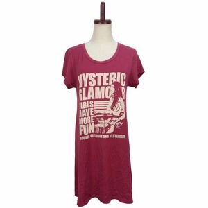 HYSTERIC GLAMOUR ヒステリックグラマー　レディース　ピンク　プリント　半袖　Tシャツワンピース　