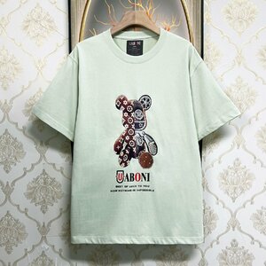 個性EU製＆定価2万◆UABONI*Paris*半袖Tシャツ*ユアボニ*パリ発◆コットン100％ 高級 薄手 快適 モノグラム カットソー スウェット 夏 XL