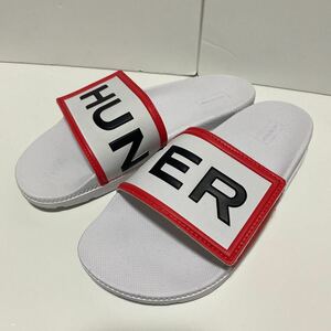 ★送料無料★新品★HUNTER(ハンター)/UK4(約23㎝)/W ORIGINAL ADJUSTABLE LOGO SLIDE/シャワーサンダル/プールサンダル/ホワイト