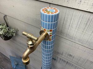 作善堂オリジナル　タイル水栓柱　1370ｍｍ　1000ｍｍ長さお選びください　外構工事　立水栓　水栓柱　デザインＸ