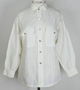 vintage CHANEL shirt ココマーク シェル ボタン 襟先 ココ刺繍 シャツ b8063
