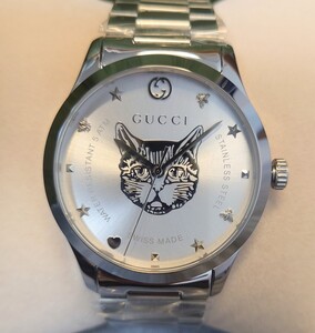 新品未使用　GUCCI グッチ 腕時計 G-TIMELESS Gタイムレス キャット　猫 メンズ YA1264095　シルバー