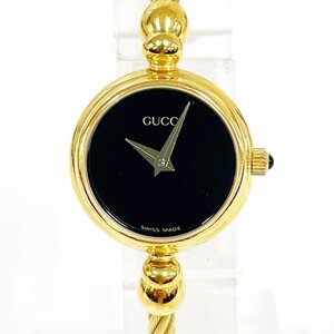 【1円スタート】GUCCI グッチ 2700.2.L バングルウォッチ GP ブラック文字盤 クオーツ レディース腕時計 ジャンク 348586