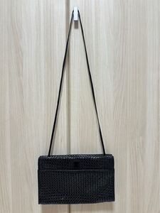 極美品 FENDI フェンディ vintage レザーバッグ ショルダーバッグ 編み込み メッシュ 斜め掛け レザー 黒 ブラック