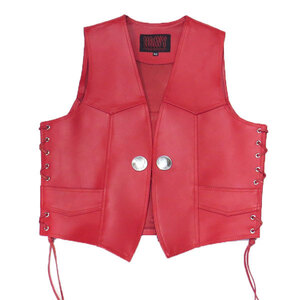 HEAVY オイルレザーベスト レッド（36インチ）VEST (HVO-01R) メンズ