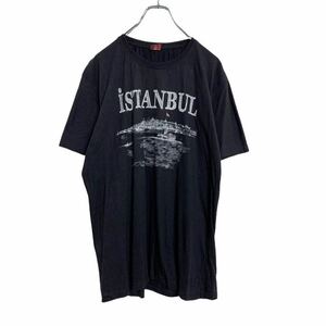 半袖 プリント Tシャツ XL ブラック ISTANBUL ビッグサイズ 古着卸 アメリカ仕入れ a408-5014