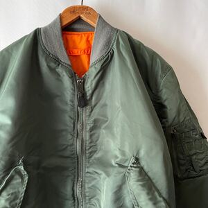 ALPHA INDUSTRIES, INC. MA-1 フライトジャケット L セージグリーン USA製 アルファ インダストリーズ ボンバージャケット アメリカ製