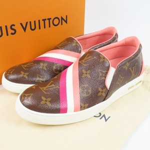 90210★1円スタート★LOUIS VUITTON ルイヴィトン 未使用品 靴 シューズ スニーカー モノグラム 39 26cm ハーバーライン スリッポン