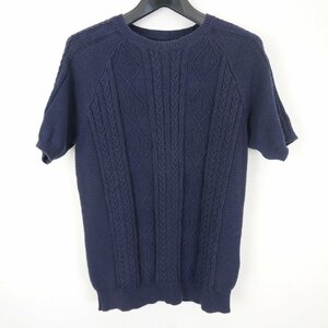 uniform experiment ユニフォームエクスペリメント S/S CABLE CREW NECK KNIT メンズ トップス コットン ケーブル 半袖ニット NAVY 2