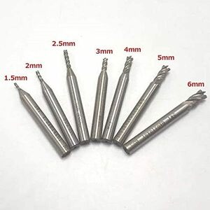 Wellvie エンドミル 超硬 ハイス鋼 HSS 1.5mm 2mm 2.5mm 3mm 4mm 5mm 6mm 超硬 切削 フ