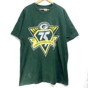 ■ 90s ビンテージ USA製 NFL GREEN BAY PACKERS パッカーズ ” 75 SEASONS ” 記念 シングルステッチ Tシャツ サイズXL アメフト 観戦 ■