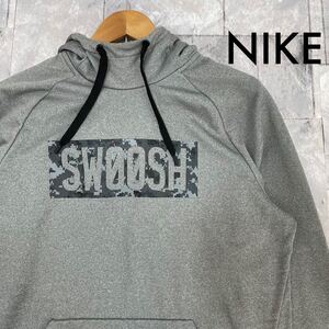 NIKE ナイキ DRI-FIT ドライフィット スウェットパーカー フード トレーナー 長袖 ビッグプリントロゴ SWOOSH サイズL 玉SS1088