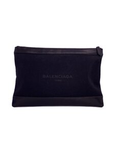 BALENCIAGA◆セカンドバッグ/クラッチバッグ/373834/キャンバス/レザー/ブラック