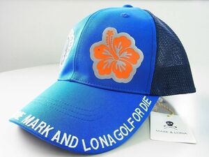 1円★MARK&LONA マーク&ロナ★Pala Mesh Cap スカルロゴフラワーメッシュキャップ【MLF-1A-FC07】ブルー青【本物保証】カタログ★レア