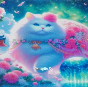 【A4】ネコ日本帝国 35 神社白猫 手描き&CG 絵画イラストオリジナル原画 Cat Empire Shrine white cat Hand drawn painting original art