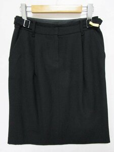 【送料込】 BURBERRY BLACK LABEL バーバリーブラックレーベル スカート ブラック 黒 無地 ウール 毛 ストレッチ 日本製 size38 Ｌ/955953