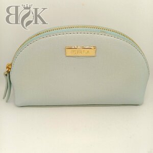 美品 フルラ ポーチ 小物入れ 化粧ポーチ ブルー系 水色 レディース FURLA 中古 ★