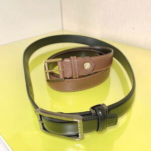 LANCEL ランセル レザー ベルト 茶 ブラウン ゴールド金具 黒 BLACK ベルト2本セット きれい 美品 おすすめ おしゃれ 本革 高級ブランド