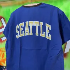 【古着リメイク】ブルー SEATTLE ドクターシャツ