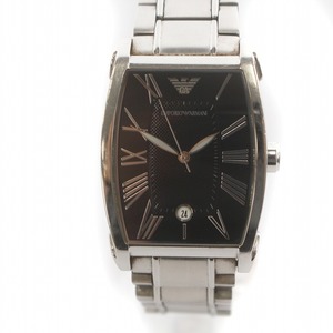 エンポリオアルマーニ EMPORIO ARMANI 腕時計 ウォッチ クォーツ デイト カレンダー付き 黒文字盤 スクエア シルバー色 AR-0932