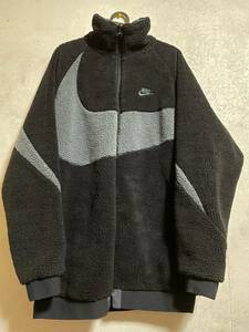 XS新品■NIKE ナイキ REVERSIBLE SWOOSH FULL ZIP FLEECE JACKETリバーシブル スウッシュフルジップフリースボアジャケットAJ2701-011