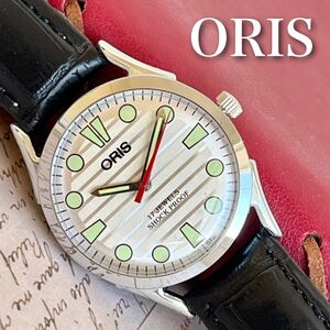 ■美品■オリス■ORIS 手巻き機械式1980年代ヴィンテージメンズ腕時計アンティーク即納 男性人気ブランド 丸黄緑191