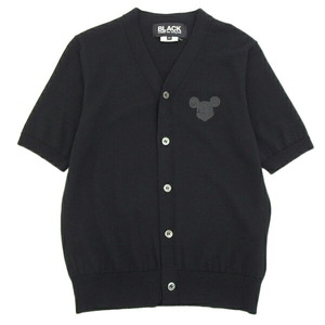 ブラック コムデギャルソン BLACK COMME DES GARCONS ディズニーコラボハーフスリーブ カーディガン レディース 黒 sizeM AD2010 [Y03028]